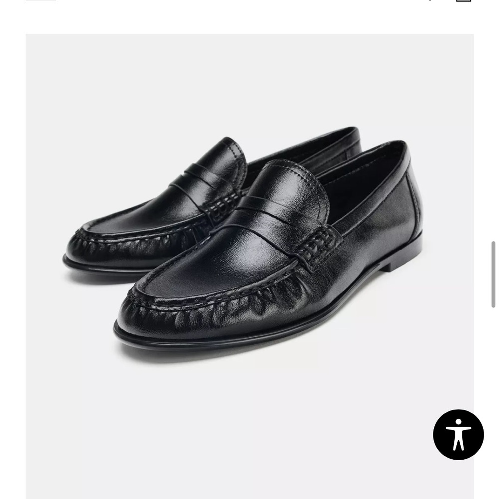 Zara soft ruched loafers in black